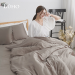 BUHO 素面文青300織100%TENCEL™純天絲床包兩用被四件組-雙人特大-(多款任選), , large