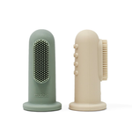 Mushie Finger Toothbrush - Cambridge Blue/Shifting Sand, , large