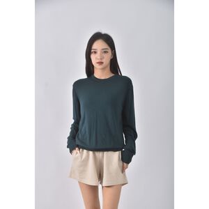 (S) uniqlo質感圓領綠色長袖上衣二手衣