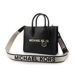 Michael Kors Mirella 荔枝皮革刺繡背帶小款二用托特包/黑色, , large