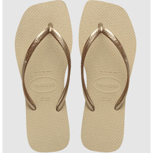 [巴拉娜巴西人字拖專賣店]中壢實體店面 Havaianas哈瓦仕 夾腳拖 SLIM SQUARE 方形 方頭 沙金色 海灘  女款