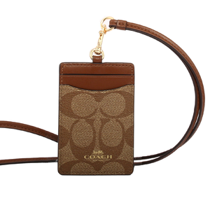 COACH PVC LOGO掛式証件套/卡夾/木頭色