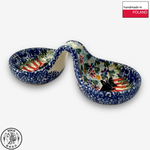 【SOLO Vintage】Cerraf Polish Pottery 14cm Divided Bowl / Small Sauce Bowl Black Cat Garden Series Made in Poland, , large