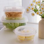 Eco Believer 圓型 鉑金食品級矽膠保鮮盒 保鮮盒 折疊保鮮盒 折疊便當盒 微波保鮮盒 矽膠保鮮盒, , large