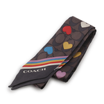COACH CC Logo 滿版標誌及彩色愛心圖案絲巾/Twilly /栗棕色, , large