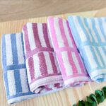 [Kaimei Cotton Industry] 6 into the group, random and excellent, MIT made in Taiwan, 26 taels of untwisted yarn straight striped towels, 4 colors, , large