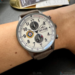 [星晴錶業]新品牌手錶,44mm,AV00004白色錶面槍灰色錶殼咖啡色真皮皮革錶帶款, , large