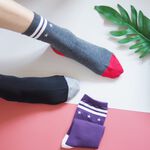 [Kaimei Cotton Industry] 8 pairs set, random and excellent, MIT made in Taiwan, combed cotton 2/2 pure cotton women's socks, line star style, , large