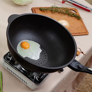 韓國Kassel鑽石超導熱不沾深型炒鍋-32cm(不挑爐具、IH和瓦斯爐適用)