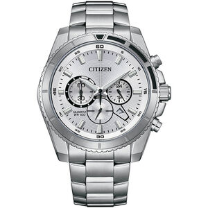 CITIZEN 星辰 Chronograph 紳男計時手錶-銀色面/44mm  AN8200-50A