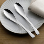 【Shimomura Kihan】Japan-Made All-Stainless Steel Shallow-Bowl Round Soup Spoon, Set of 5 (Dishwasher-Safe / TSUBAME Series), , large