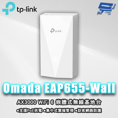 昌運監視器 TP-LINK Omada EAP655-Wall AX3000 WiFi 6 嵌牆式無線基地臺