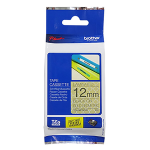 【 BROTHER】兄弟牌  金底黑字 12mmx4M 創意護貝標籤帶 / 包 TZe-MP GG31