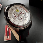 [星晴錶業]FERRARI手錶,46mm,FE00093白色錶面黑錶殼深黑色真皮皮革錶帶款, , large