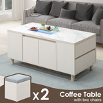 【Homelike】喜家居4尺岩板茶几(附椅凳x2)(2503), , large