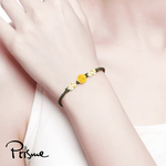 【Prisme Gold】黃金手鍊 玫瑰花 綠色編織手鍊 (金重：約0.04錢±0.02), , large