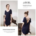 [夢巴黎]  交叉露背莫代爾睡裙 莫代爾睡衣 夏天睡衣 連身睡衣 睡裙 睡衣裙 女睡衣 睡衣 居家服 居家睡衣 夢巴黎, , large