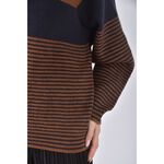 (2XL) xy studio針織條紋棕色長袖上衣二手衣, , large