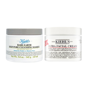 【Kiehl's 契爾氏】冰河醣蛋白保濕霜 125ml+亞馬遜白泥淨緻毛孔面膜 125ml