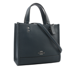 COACH Dempsey Tote 22 銀字荔枝皮革二用托特包/單寧藍, , large