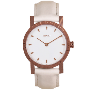 [MEDOTA] Autm series minimalist beige leather strap ladies watch / AT-9601