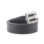 BALLY B-BUCKLE 3.5cm 銀釦小牛皮皮帶/黑色, , large