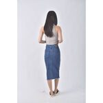 (S) denim boutique韓牌丹寧牛仔前拉鍊藍色長裙二手衣, , large