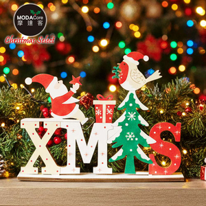摩達客-聖誕彩繪木質擺飾-聖誕老公公XMAS款--交換禮物耶誕派對推薦