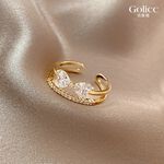 【Gulicc 】古莉可 戒指 雙層蝴蝶結微鑲鋯石戒指, , large