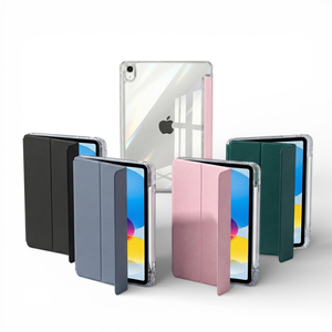 【TQ166三折全透明背殼】Apple iPad A16 11吋平板皮套(適用iPad 10代 10.9吋)(內置筆槽)