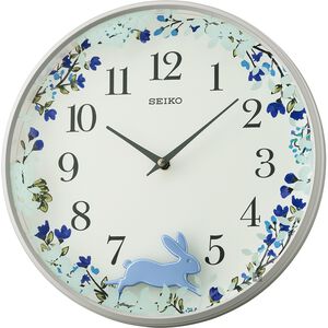 SEIKO 精工 跳躍小兔掛鐘 時鐘-藍/33mm QXC238N