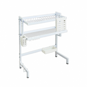 [Y HOUSE] Kitchen Sink Rack - 65cm Dish Rack Drain Rack Dish Rack Drain Basket Kitchen Storage Rack - Double Layer White