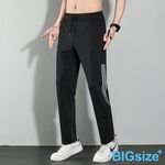 大尺碼-印花 排汗 平口 冰絲長褲-黑/深灰-0204197, , large