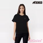 KINGO-大尺碼-女款 圓領T恤-黑-414137, , large