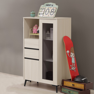 【Homelike】 喜家居2.3尺玻璃半高書櫃(2542)