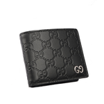 GUCCI GG LOGO牛皮壓紋二折對開短夾/黑色, , large