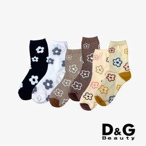 【D&G】花朵女襪<素色黑>D596 短襪 中筒襪 穿搭襪