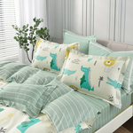 【Betrise】Crocodile Jumping | Environmentally friendly printing and dyeing anti-mite and antibacterial 100% combed cotton dual-purpose quilt and bed sheet set - double, , large