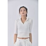 (S) 【安于晴Charlene私服】bershka質感五分袖白色長袖上衣二手衣, , large