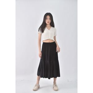 (XL) 燈芯絨黑色長裙二手衣
