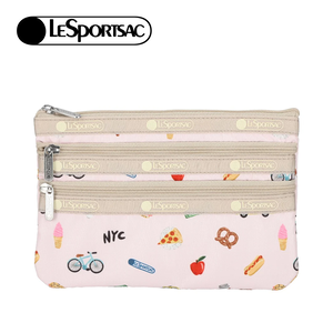 Lesportsac 3-Zip Cosmetic 三層拉鍊化妝包 收納包 盥洗包 女包(紐約城市插畫)