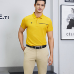 【FALALI】Short-sleeved cooling polo shirt - Men's (ginger yellow), , large