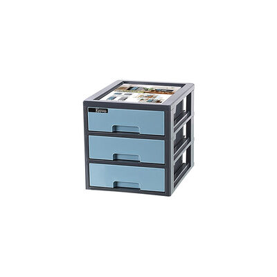Keyway維基A4桌上型三層櫃-藍色