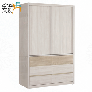 【文創集】寶亞3.9尺推門六抽衣櫃(客約商品)