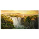 【御畫房】天瀑之三 國家一級畫師手繪油畫60×120cm(VF-149), , large