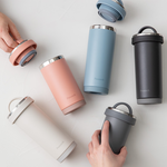 【日本孔雀Peacock】316不鏽鋼 手提式City城市 咖啡杯 保冷保溫杯400ML(耐衝擊底座)-灰黑, , large