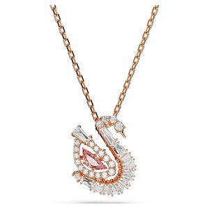 SWAROVSKI 施華洛世奇 Swan 天鵝優雅律動 粉紅色水晶項鍊(5732414)