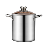 3L 304 Stainless Steel Deep Fryer with Double Handles, Includes Strainer and Clips, Deepened Straight-Cylinder Body, , large