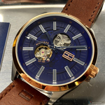 [星晴錶業]TommyHilfiger手錶,44mm,TH00025寶藍色錶面玫瑰金錶殼咖啡色真皮皮革錶帶款, , large