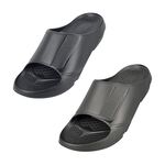 DIADORA迪亞多那 紓壓厚底拖鞋 MIT台灣製造 休閒 運動 簡約 素色 魔鬼氈 彈力 足弓支撐 舒壓 防滑 黑 灰, , large